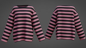 3D Women Harajuku Striped Shirt Grunge Goth Clothes Y2K Sweatshirt Long Sleeve Oversized T Shirts