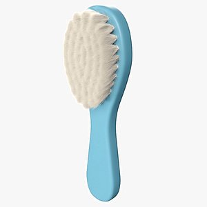 3D model Infant Hair Brush with Soft Bristles Blue Fur for Cinema 4D