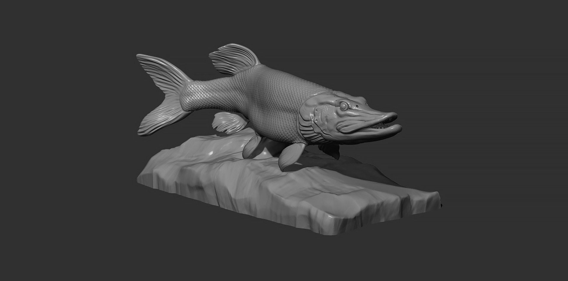 3D Model Pike Fish On The Base - TurboSquid 1916010