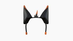 Furry Ears Tiara D12 Black Orange - Headband Character Design 3D model