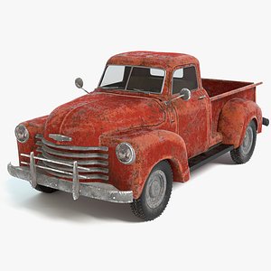 3D old rusty pickup truck model