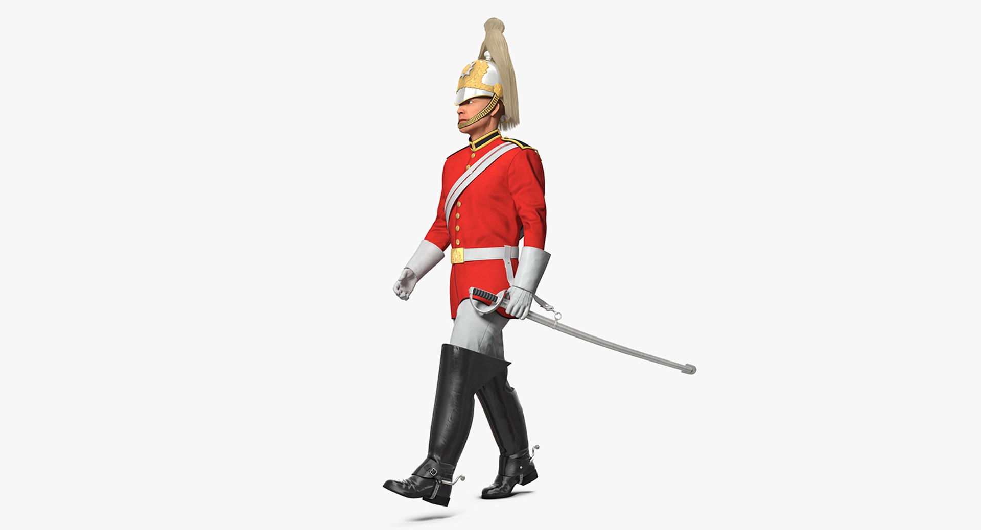 British Royal Lifeguard Walking Pose with Fur 3D Model 3D model preview