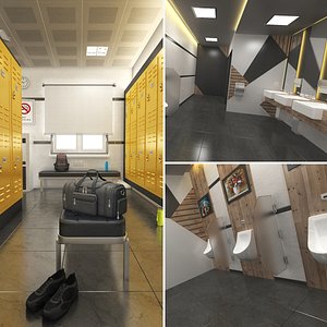 3D locker room interior design model