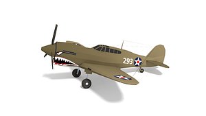 Low Poly Curtiss P-40 Warhawk Airplane