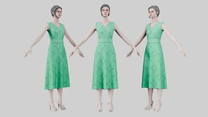 Dress 02 Medium Aquamarine 3D model