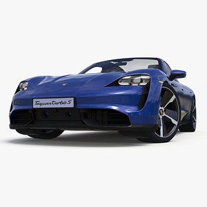 Electric Sports Car Porsche Taycan Turbo S Gentian Blue Rigged for Maya 3D model