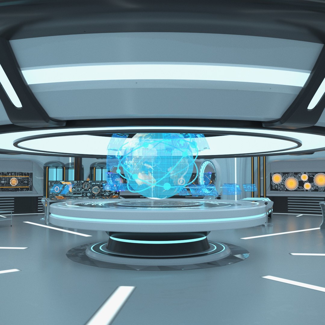 Futuristic Holographic Projector Display 3D model preview