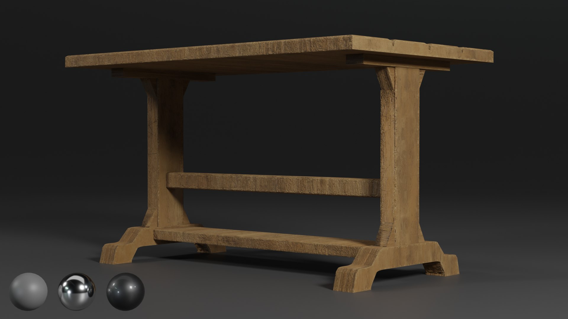 Wooden Medieval Table Model - TurboSquid 2410518