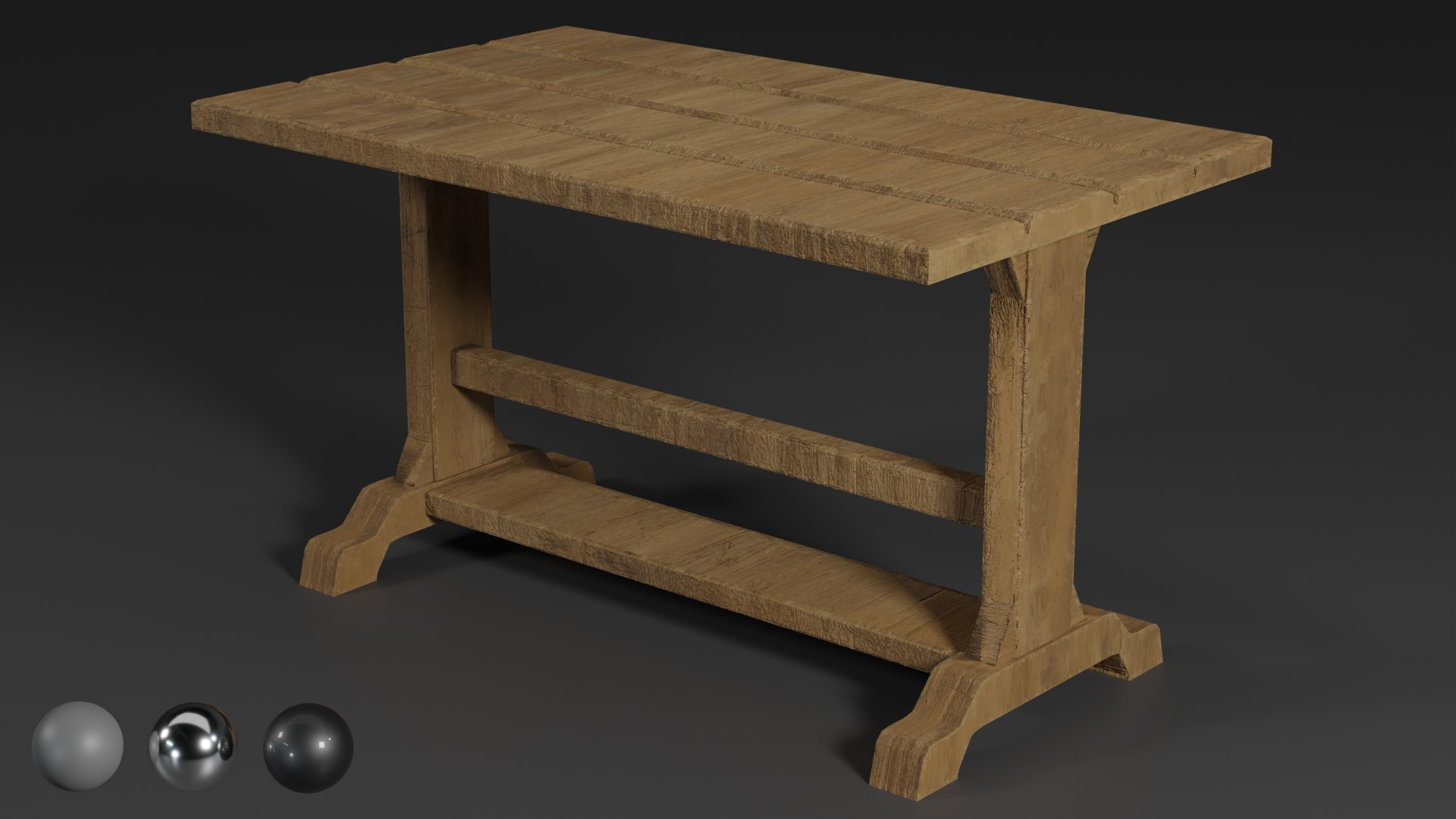 Wooden Medieval Table Model - TurboSquid 2410518