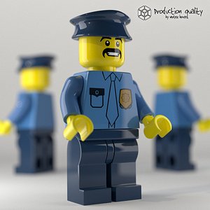 3d lego police figure model