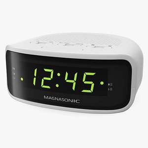 3D magnasonic digital clock white