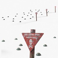 Land Mine Field with Warning Signs