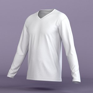 3D Long Sleeve V-Neck T-Shirt