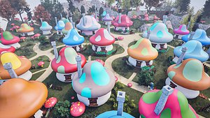 Mushroom Cartoon Village Assets Pack