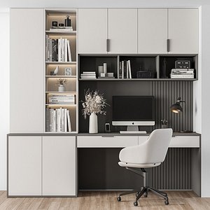 3D Home Office White Table model