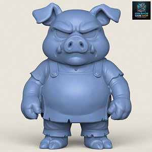 Cartoon Pig Character Print Ready 3D Model 3D model