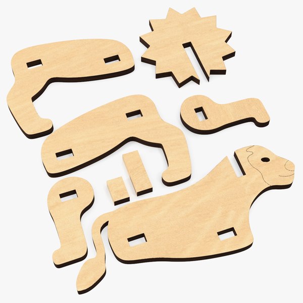 Disassembled 3d Wooden Puzzle model