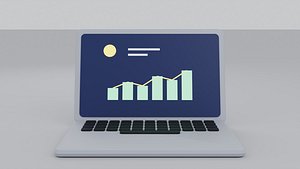 Stylized Laptop with Crypto Dashboard