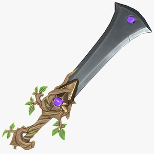 Stylized Fantasy RPG Sword Weapon Broadsword Buster Claymore Two handed Magical Forest Vine Tree