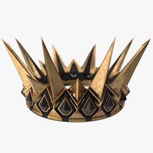 medieval spiked Crown with dark gems 3D