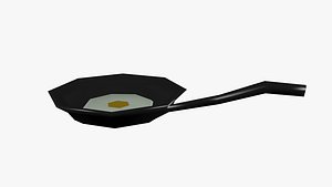 Frying Pan With Egg Lowpoly