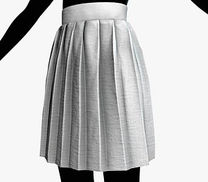 3D White Knife Pleated Skirt