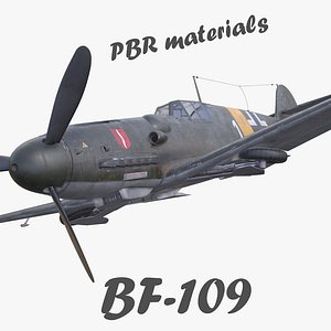 BF-109 German fighter PBR materials 3d model(1)