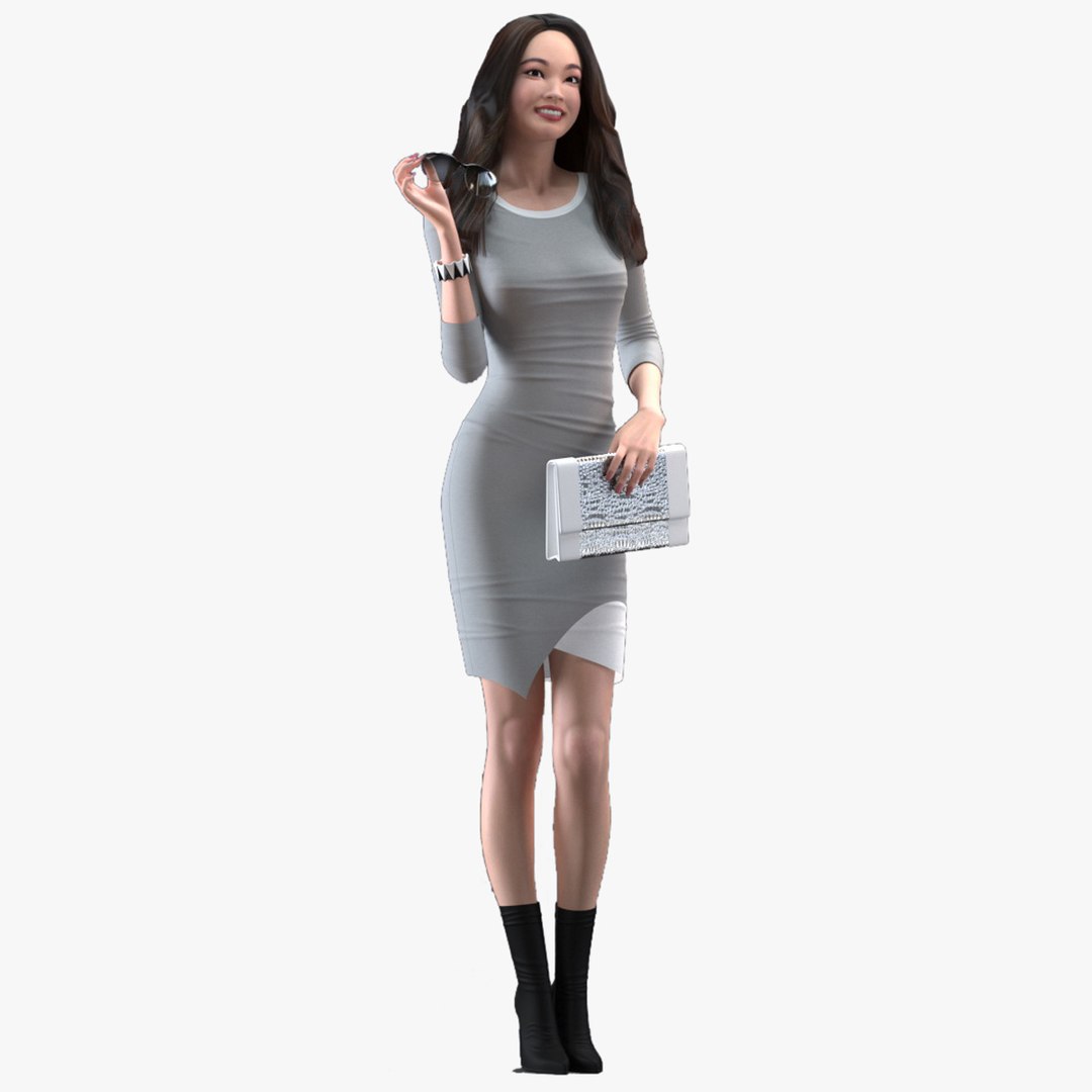 Chinese Woman Rigged for Cinema 4D 3D model preview