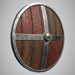 3D Wooden Medieval Shield - Iron Viking Shield AAA Low-poly 3D model