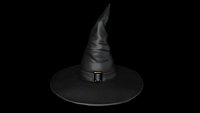 Black leather witch hat with removable strap