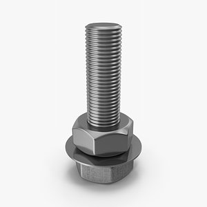 Bolt With Washer And Nut 3D model