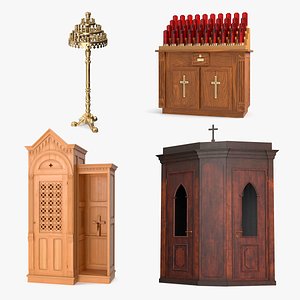 3D Confessional Traditional Accessories Collection 2 model