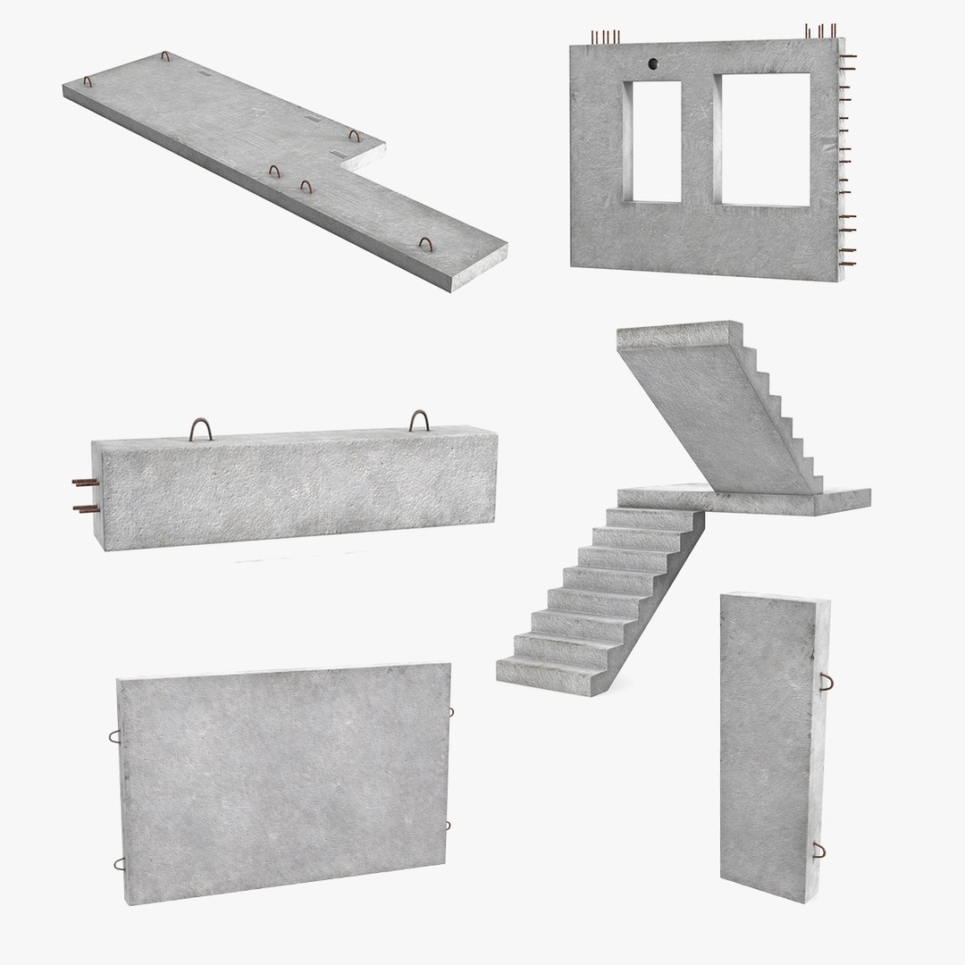 Precast Concrete Panels Collection 3 3D model preview
