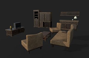 3D living furniture sofa armchairs
