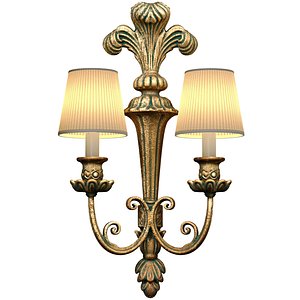 Romantic Bronze Sconce in the Classic Rococo Style Wall Light 3D model 3D model
