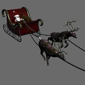 Santas Sleigh rig w/ animated deer