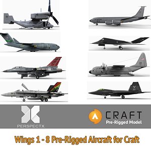 Wings I - 8 Pre-Rigged Aircraft for Craft Director Studio