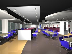 3d restaurant cafeteria model