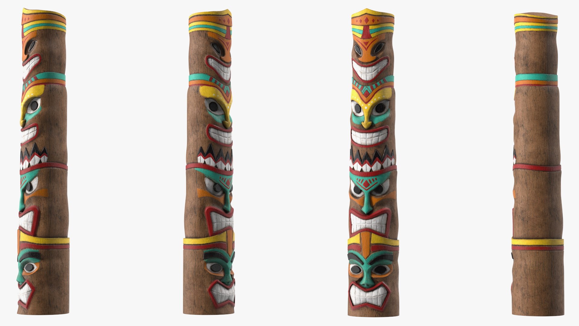 Hand Carved Wooden Totem Pole 3D model preview