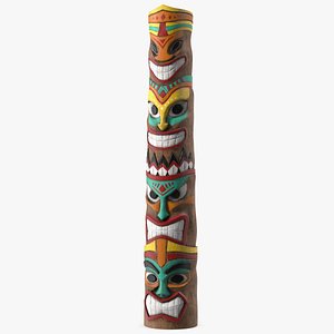 3D Hand Carved Wooden Totem Pole