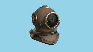 3D Diving Helmet 07 - Leather Brown - Character Design Fashion