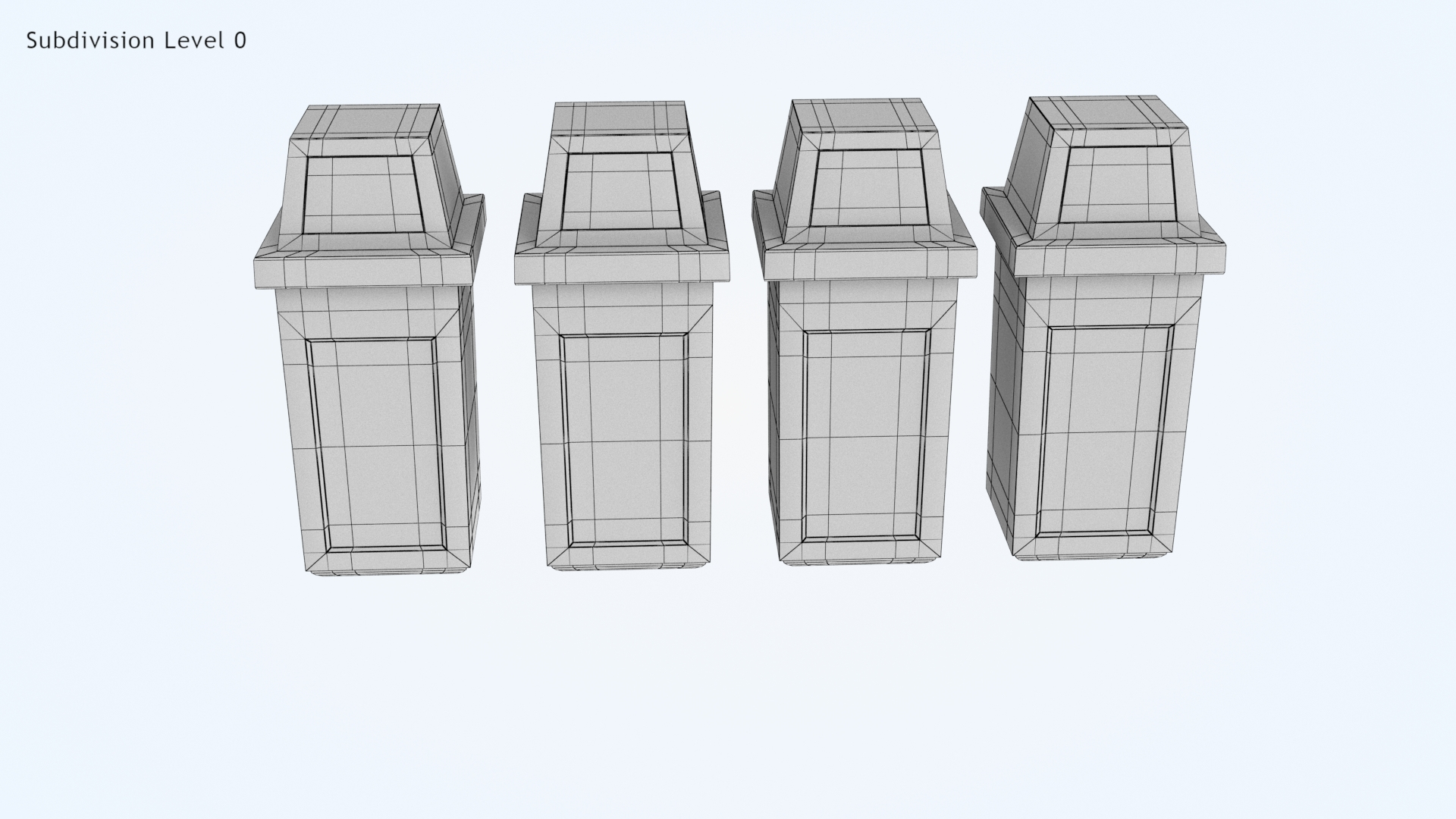 hooded recycle bins 3D model https://p.turbosquid.com/ts-thumb/tK/cXWnE1/8huh4P8c/wire_lod/jpg/1573363946/1920x1080/turn_fit_q99/8ec5d8de18d26e8714d5920eebcce2510e3647b3/wire_lod-1.jpg