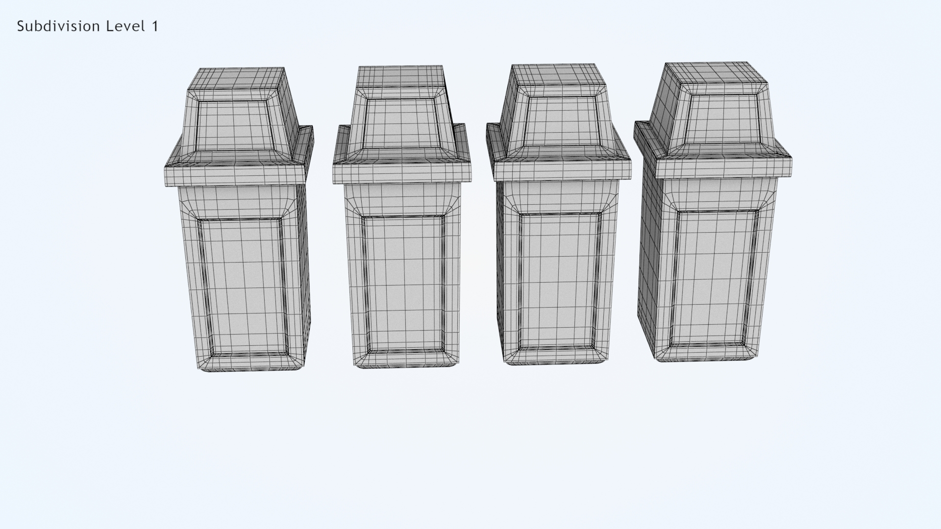hooded recycle bins 3D model https://p.turbosquid.com/ts-thumb/tK/cXWnE1/x05gDxS5/wire_lod/jpg/1573363977/1920x1080/turn_fit_q99/94ff107f1db78cd68676afdb74be3acfbc0129b0/wire_lod-1.jpg