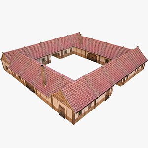 3D Medieval Courtyard Building House 5 model