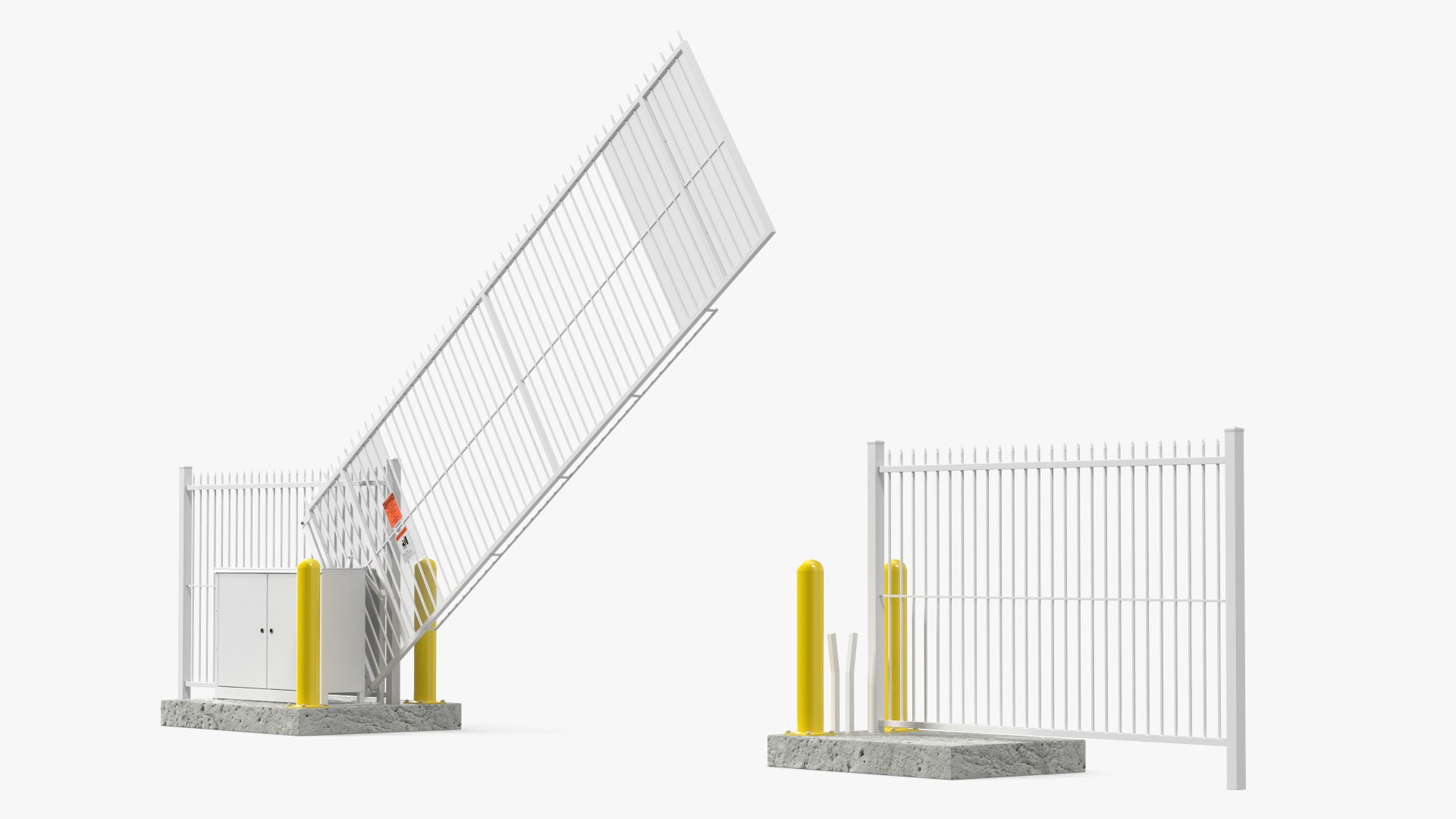 Vertical Lift Gates White Rigged 3D model preview