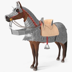 3D Medieval Armored Warhorse Fur model