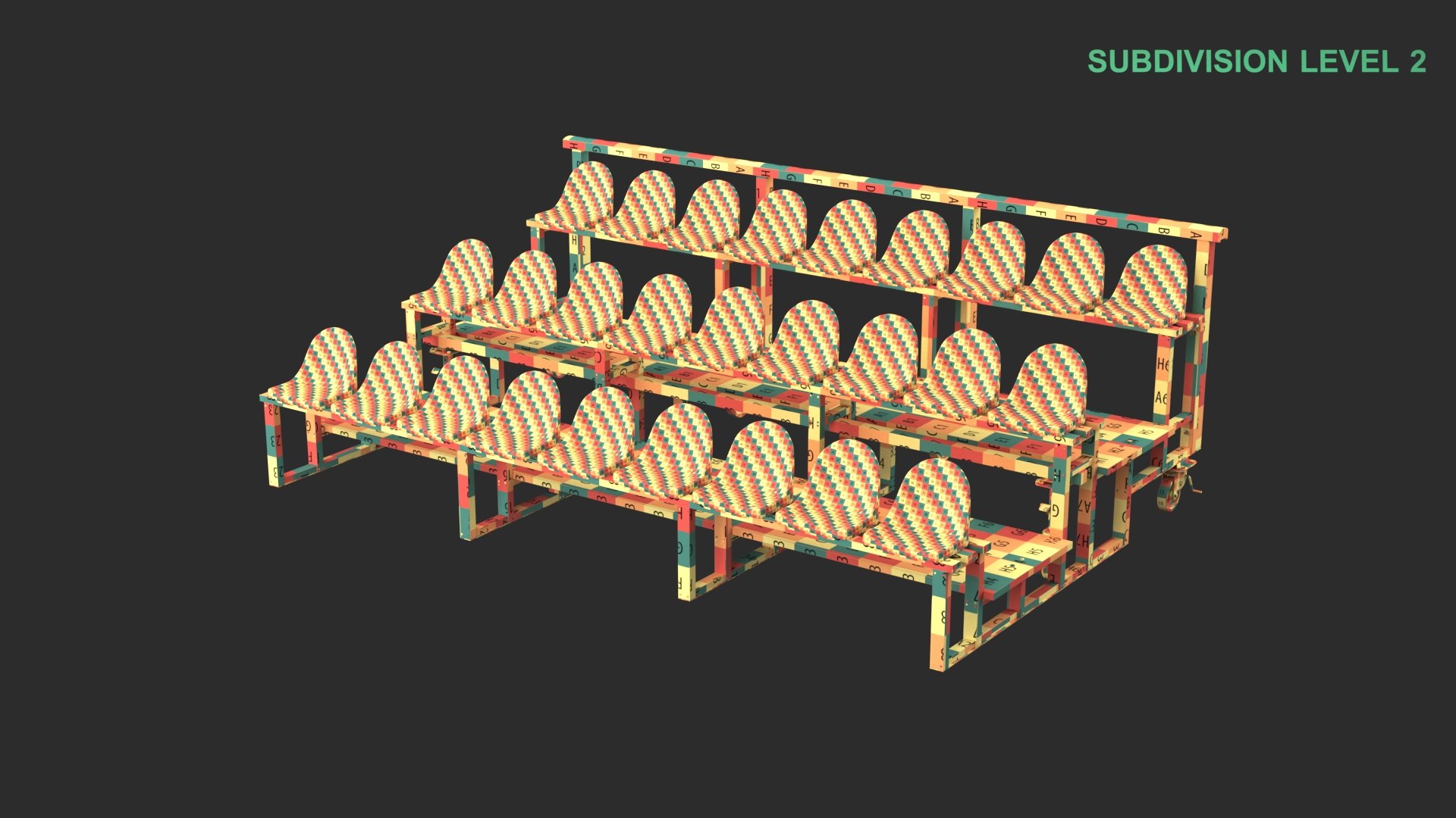 Bleachers 3D https://p.turbosquid.com/ts-thumb/tL/4X6NV9/5D/wireframe_0000/jpg/1733815123/1920x1080/fit_q87/3dc6e53fd2f04a75d8deaeda8bb6cad09926e4ca/wireframe_0000.jpg