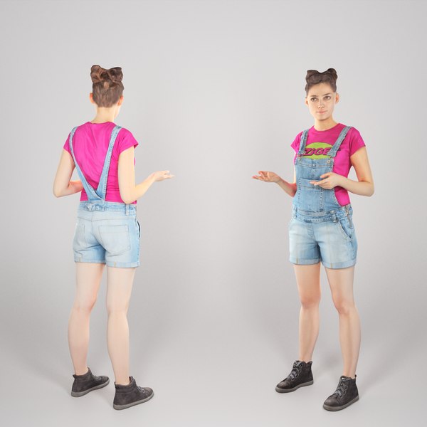 3D human young woman pose model