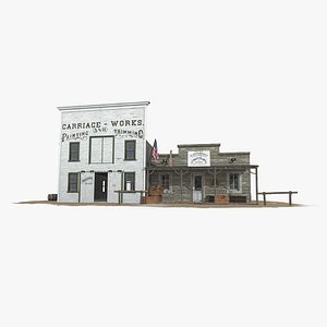 3D town old buildings -