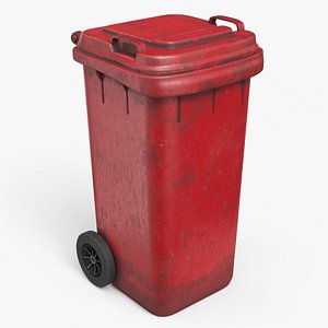 Wheeled Garbage Bin Red Dirty